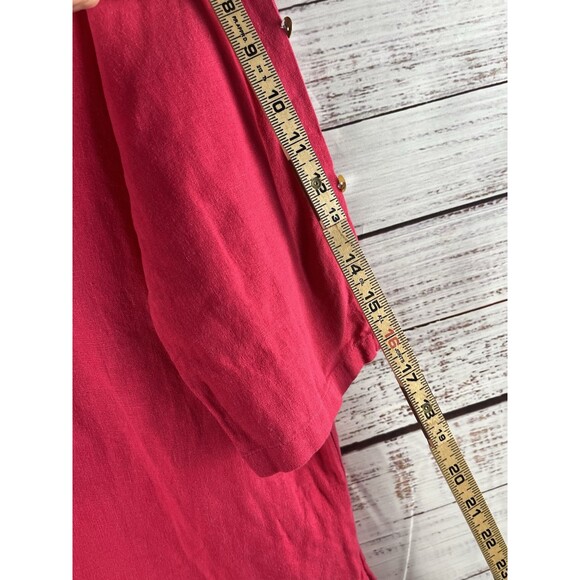 Feel Good Store Tunic Top Women’s Large Pink White Linen Lagenlook Boho Beach - Picture 5 of 7